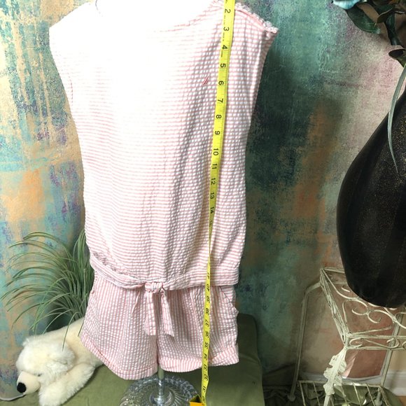 📌 Nautica Striped Sleeveless Cotton Teen Romper with Pockets - Picture 6 of 13